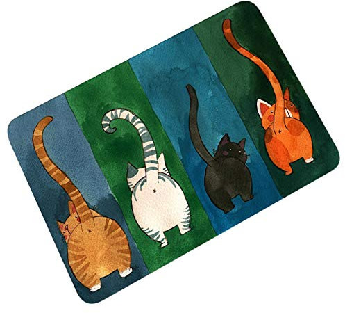 Seasaleshop Tapis d Entree Interieur, Paillasson D'entrée Antidérapant Tapis D'entrée Intérieur Ou Extérieur, Patron De Chat, Tapis De Porte Rectangulaire, Tapis Chat ase en PVC, 40X60cm