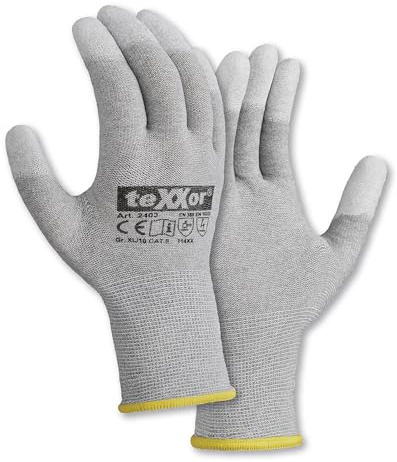 texxor Strickhandschuhe ESD 1 2403, Karton, grau-weiß, 10/XL