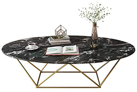 Oval Wohnzimmer Couchtische Couchtisch Marmor Ende Mitte Jahrhundert Beistelltisch Dekorative Gold Metall Eisen Basis, (70 cm / 80 cm x 45 cm)