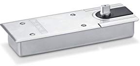 Chiusura porta a pavimento Geze TS 500 NV con blocco a 90°.
