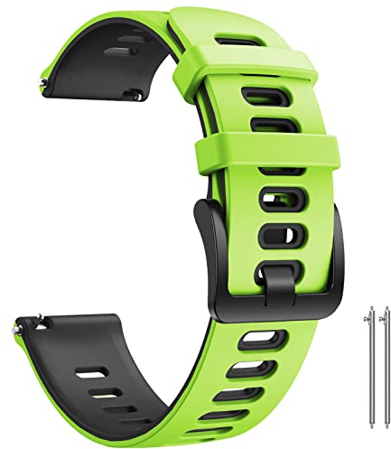 ANBEST Compatibile con Garmin Vivoactive 3/Venu/Forerunner 245 Cinturino, 20mm Cinturino in Silicone Ricambio Bracciale per Galaxy Watch 4/Galaxy Watch Active 2 Smart Watch, Verde/Nero