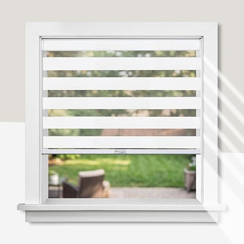 CHICOLOGY Zebra Blinds , Roller Window Shades , Blinds for Windows , Roller Shades for Windows , Window Shades for Home , Window Shades , Pull Down Shades for Windows , 29W X 72H , Basic Arctic