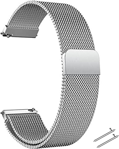 beifon Bracelet de Montre Magnétique pour Homme Femme Bracelet de Montre Réglable en Acier Inoxydable pour Pattes de Montres Intelligentes (20mm, Argent)