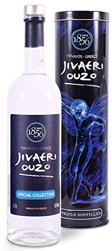 Ouzo Jivaeri Special Collection 0,7l | 40% Vol. | 3-fach destilliert | Älteste Ouzo Destillerie der Welt | Edle Alu-Geschenkbox