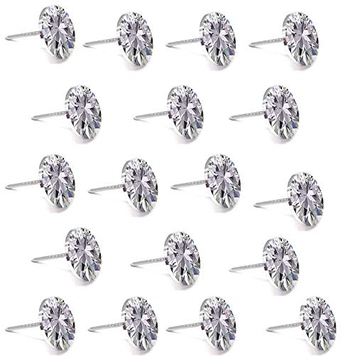 30Pcs Diamond Crystal Upholstery Nails Rhinestone Crystal Upholstery Buttons Sofa Headboard Upholstery Tacks Crystal Head Thumb Decorative Push Pins for Sewing Sofa Bed Headboard DIY Decor
