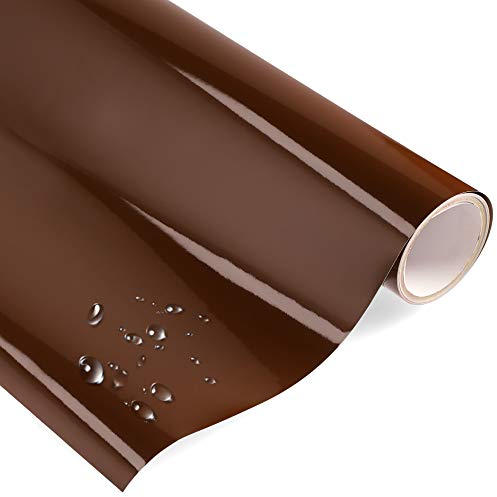 timalo® Premium Möbelfolie selbstklebend uni Hochglanz Küchenfolie Klebefolie zum Bekleben von Möbel, Türen PVC Folie Küche Bastefolie Türfolie | Dunkelbraun-G-400x63cm