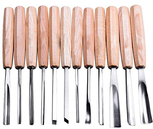 Professional Wood Carving Chisel Set - 12 Piece Sharp Woodworking Tools w/Carrying Case - Great for Beginners and Woodworking Enthusiast