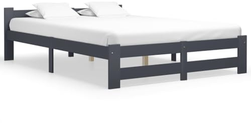 vidaXL Massivholzbett Bett Holzbett Bettgestell Bettrahmen Lattenrost Doppelbett Schlafzimmerbett Schlafzimmermöbel Dunkelgrau Kiefer 120x200cm