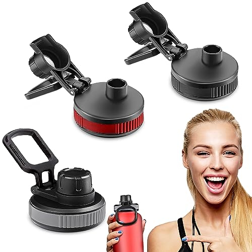 Auto Flip Lid for Hydro Flask Wide Mouth 18, 20, 32, 40, 64oz, Great Spout Cap for Simple Modern, Takeya, Iron Flask and Other Brands, Leak Proof (3Pack)