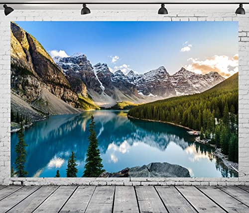 CORFOTO Toile de fond pour photo du lac Banff montagne 2,1 x 1,5 m