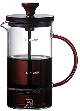 LTLWSH French Press Coffee Maker - Cafetiere Coffee Press - Glass Cold Brew Coffee Maker - 3 Layered Filtration System for Good Coffee in Home And Office,Rosewood,400ml