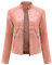 YFFUSHI Femme Veste en Simili Cuir Décontracté Style Motard PU Biker Blouson Cuir en Col Montant,Rose,XXL