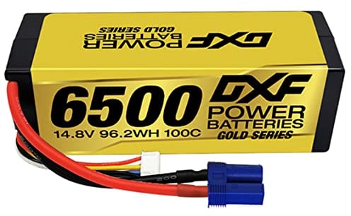 DXF Ultimate 4S 14.8V 6500mAh 100C LiPo Battery with Hard Case EC5 Connector - 4s lipo Perfect for RC 1/8 Buggy Truggy Car - 1Pack - High Performance 4s lipo battery for RC Enthusiasts