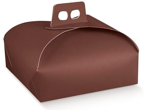 casaesport Porta Paste Torte elegante cm. 19 x 19 h. 7 per alimenti Scatole in Cartone Trasportare Dolci torte pasticceria, pastine, salatini take away LINO MARRONE 19x19 (20)