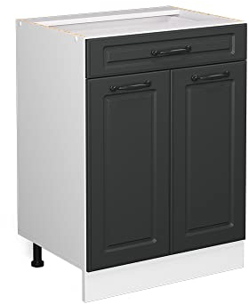 Vicco Küchenunterschrank R-Line, Anthrazit Landhaus/Weiß, 60 cm mit Schublade, ohne Arbeitsplatte