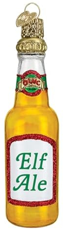Old World Christmas Elf Ale Bierflasche Glas Blasfigur für Weihnachtsbaum