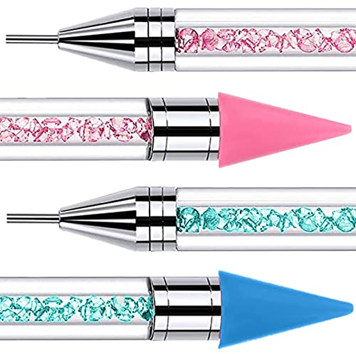 SPOKKI 2 PCS Diamond Art Pens, No Wax Needed Self-Stick Drill Pens for DIY Crafts Painting, Cross-Stitch, Nail Art (Pink+Blue)