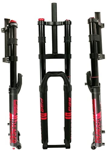 HSQMA DH MTB Fork 26 27.5 29 Inch Downhill Mountain Bike Suspension Fork Double Shoulder 28.6mm Straight Air Fork Thru Axle 15x100mm Travel 160mm Rebound Adjustable (Color : Red, Size : 26inch)