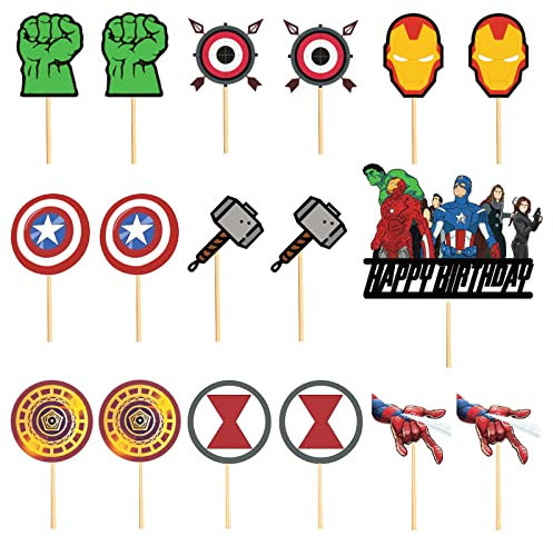 13 Pcs Hero Cake Toppers Decoration Hero Themed Cake Toppers Xmas Cake Topper Super Cake Decoration for Hero Party