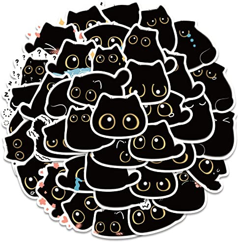 APOMOONS Pack of 50 Stickers for Laptop, Phone, Water Bottle, Skateboard, Suitcase, Guitar, Pad - Cute Aesthetic Vinyl, Waterproof, Scrapbook (CAT)