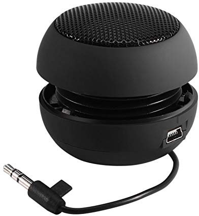 Ejoyous Mini Speaker With Jack Plug, Small Palm Phone Speaker Portable Travel Speaker USB Loud Speaker Clear Bass Built-in Battery, for Smart Mobile Phone MP3 MP4 PC (Black)