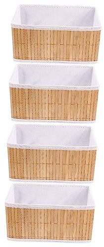 Cabilock 4pcs Panier Rangement En Bambou Récipient Maquillage En Jonc Mer Récipient À Thé Panier Cosmétique Paniers Garde-Manger Paniers 35DU23YB018QIUD Couleurs Assorties 26x15.5cm