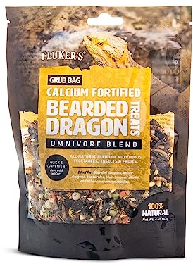 Fluker's Grub Bag Calcium Fortified Treats, All Natural Omnivore Blend Packed with Protein, Fruits, and Vegetables, for Bearded Dragons and Reptiles, 4 oz