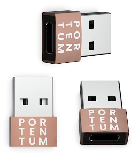 PORTENTUM USB auf USB C Adapter – 480 MB Geschwindigkeit – Premium-Zink ermöglicht mit hoher Hitzebeständigkeit – Adapter USB auf USB C mit nur 4 Gramm