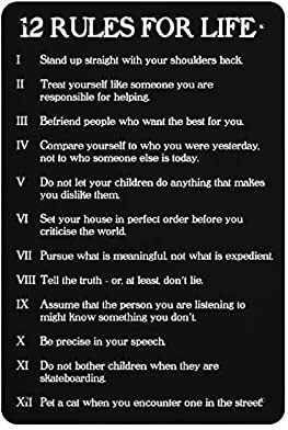 Metall-Blechschild, 30 x 20 cm, 12 Rules for Life Stand Up Straight with Your Shoulders Back Metall-Blechschild, Kunstwerk, Poster, Outdoor, Schild, Vintage-Dekoration, Plakat, Höhle, Garage, Kneipe,