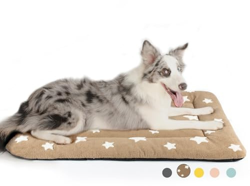 Mora Pets Hundekäfigbett, ultraweich, Matte für große Hunde, waschbar, Haustierhüttenunterlage für 91,4 cm Käfig, Flache Welpen-Katzen-Matratze, niedliches Kissen, rutschfest, Braun, 91,4 x 58,9 cm