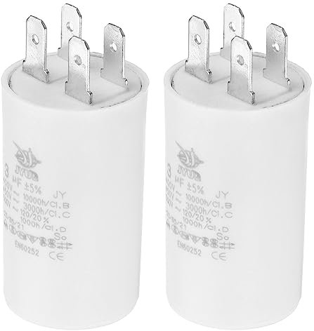 PATIKIL CBB60 3uF Condensateur de Démarrage, 2Pcs AC 450V 4 Broches 50/60Hz Double Insertion Cylindre Fond pour Climatisation, Pompe à Eau, Moteur de Ventilateur Étoile 52 x 30mm
