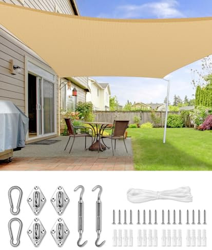 LOVE STORY Toldo Vela de Sombra 2x3m con Kit de Montaje Rectangular Arena Toldos,Toldo de Tela Sombra Curvada,Transpirable Permeable (HDPE) con Protección 95% UV para Patio Exterior, Porche, Jardín
