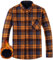 Chemise à Carreaux épaissie pour Homme Chemise à Carreaux doublée Chaude rembourrée Casual Manches Longues Chemise à Carreaux boutonnée Veste avec Poche(Orange,S)