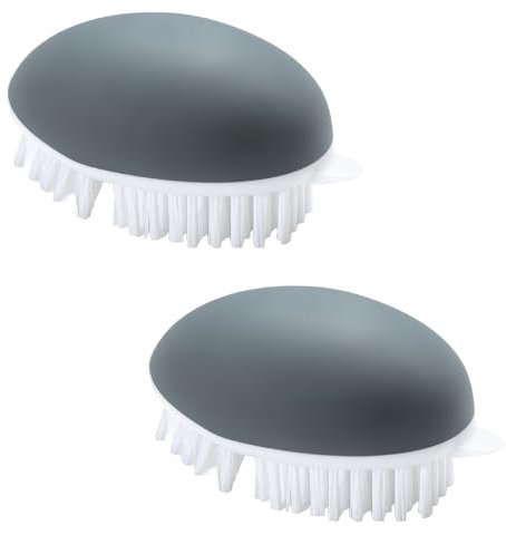 2Pcs Fruit Vegetable Cleaning Brush, Non-Slip Grip Potato Egg Scrubber Brush with Razor for Food, Corn Silk, Carrots, Cucumbers, Asparagus
