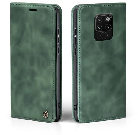 LBH Handyhülle für Huawei Mate 20 in Grün mit Karten- und Geldfach Smartphone Hülle mit Standfunktion Flip Case Schutzhülle Magnetverschluss Vintage