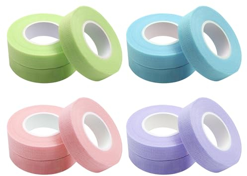 ktxaby 12 Rollen Wimpern Tape für Wimpernverlängerung Band,Wimpern Klebeband Isolations Micropore Lash Tape Wimpernband für Wimpernverlängerung,9 m/10 Yard pro Rolle (4 Farben)