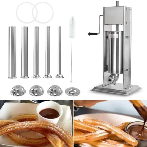 ANXYYDS Commercial Manual Churro Maker, Stainless Steel Churro Press Maker Vertical Churro Machine Spanish Churro Maker Machine Sausage Stuffer,5L