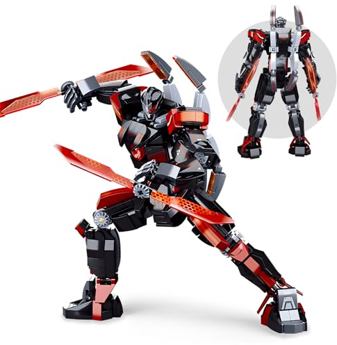 HIGH GODO Action Mech Roboter Kinderspielzeug, 585 Teile Actionfigur-Modell mit Gelenkteilen, Klemmbausteine Transforming Spielzeug Geschenke für Jungen Jugendliche
