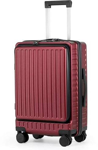 TANTOMI Handgepäck Koffer mit Laptopfach, 20 Zoll Hartschalenkoffer, Robuster Polycarbonat-Rollkoffer, Reisekoffer mit 4×360°-Rollen, TSA-Schloss (Rotviolett, 41L)