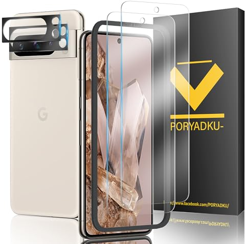 2+2 Stück Schutzfolie für Google Pixel 8 Pro Panzer Schutz Glas, 2 folie und 2 Kamera Schutzglas mit Rahmen Positionierhilfe, 9H Härte, Blasenfreie, HD Folie für Pixel 8 Pro 5G