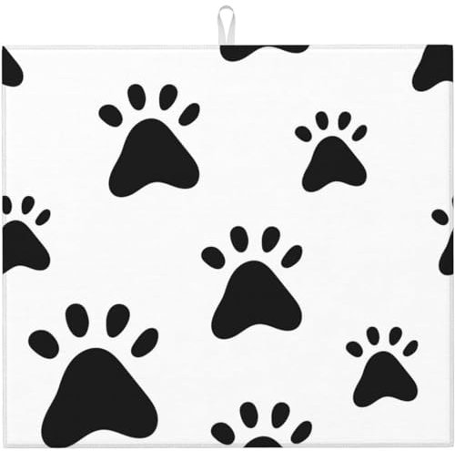 Abtropfmatte 41x46cm, Pfote Druckt EIN Nahtloses Muster Geschirr Trockenmatte Wendbare Abtropfmatte Für Die Küche Tisch-Zubehör Spülbeckenmatte Für Geschirr, Für Weingläser, Kaffeemaschinen