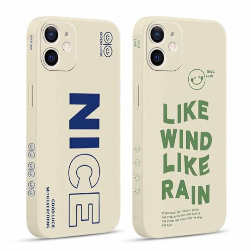 Pnakqil 2 stück Handyhülle für Apple iPhone 12 Mini 5,4, Mädchen Lächelndes Gesicht Hülle lustiges Funny Hülle Süßes Bemaltes Muster Aesthetic Design Stoßfest Kratzfest Case, 10