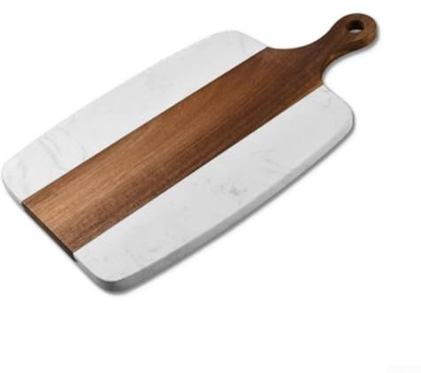 Zoegneer Tagliere double-face in marmo e legno, per bistecca e frutta, per formaggio e pane, vassoio da portata (A)