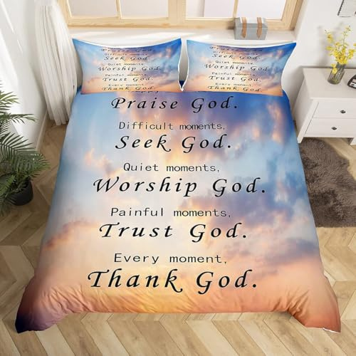 Rodths Bettwäsche 135x200 Christliche Heilung Bettbezug 135 x 200 2er Set, Weiche Microfaser Sommerbettwäsche mit ReißVerschluss, 1 Kissenbezug 80x80 cm, Bügelfreie Weich Bettdeckenbezug