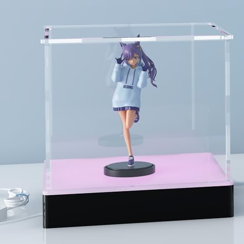 UoYeet Acryl-Vitrine LEDA8, App- und Schlüsselsteuerung, 20 x 20 x 20 cm, Farblos