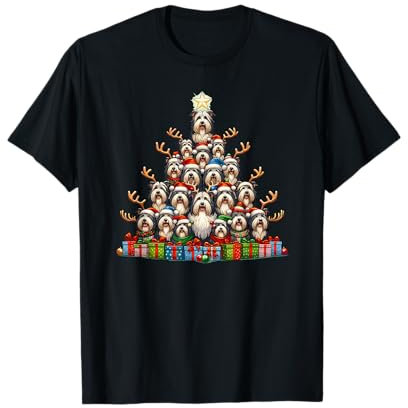 Christmas Tree Bearded Collie Highland Collies T-Shirt