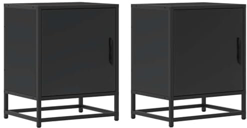 vidaXL Nachttische 2 STK. Schwarz 40x31x50 cm Holzwerkstoff und Metall, Nachttischschrank, Nachtkonsole, Beistelltisch, Nachtschrank