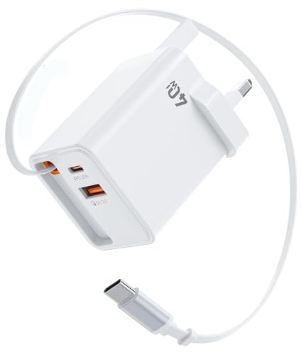 MTAKYI 40W Retractable iPad iPhone 15/16 Charger Plug with USB C Cable 2.1FT, 3 in 1 Travel Essentials, Fast Charging for iPhone 16/15 Series, iPad, LG, Pixel