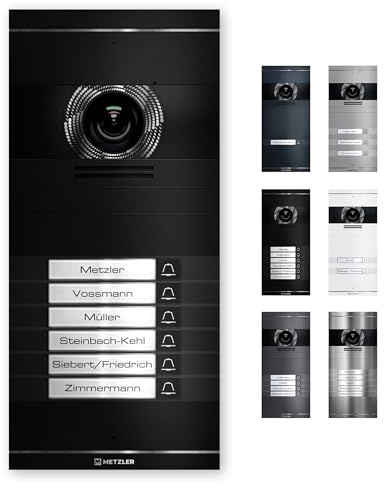 Metzler VDM10 2.0 Video Türsprechanlage, Sprechanlage Individuell konfigurierbar mit austauschbarem Namensschild, Anschlussart (LAN PoE / 2-Draht IP), Optional mit Innenstation - In Schwarz