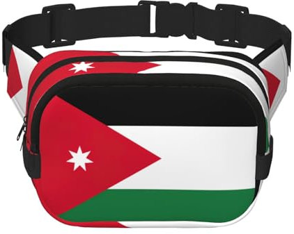Gürteltasche mit jordanischer Flagge, für Damen und Herren, modische Hüfttasche für Reisen, Wandern, Schwarz , Einheitsgröße